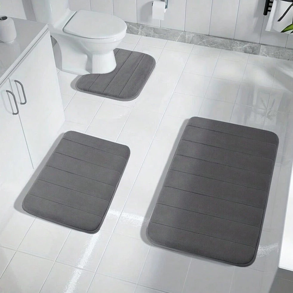 3-Piece Non-Slip Bath Set, Memory Foam Mats with Grip Backing