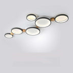 NovaLumen plafondlamp van metaal en hout, 3 tot 7 lampen, wit, grijs of groen
