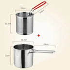 Stainless steel deep fryer with anti-scald handle & oil-saving design - Fioriscas
