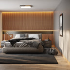 Lámpara de techo Aurora de madera y hierro con difusor blanco