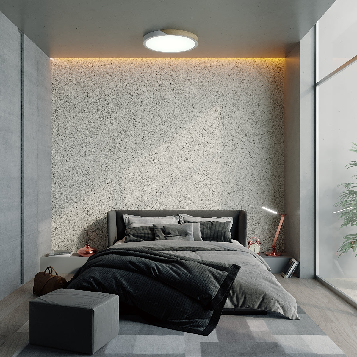 Lámpara de techo Aurora de madera y hierro con difusor blanco