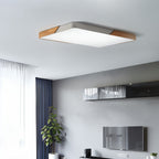 Lámpara de techo Aurora de madera y hierro con difusor blanco
