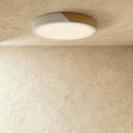 Lámpara de techo Aurora de madera y hierro con difusor blanco