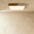 Lámpara de techo Aurora de madera y hierro con difusor blanco