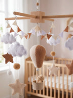 Natural Wood Crib Mobile To Calm Your Baby At Bedtime
