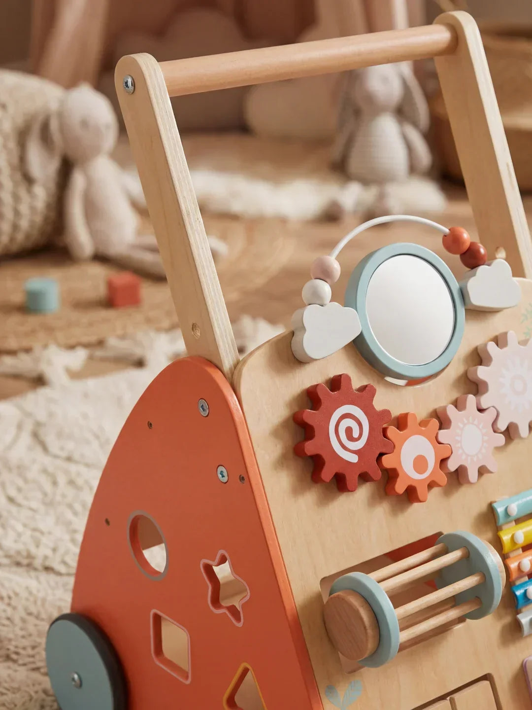 Trotteur pousseur multi-activités en bois pour bébé | Fioriscas
