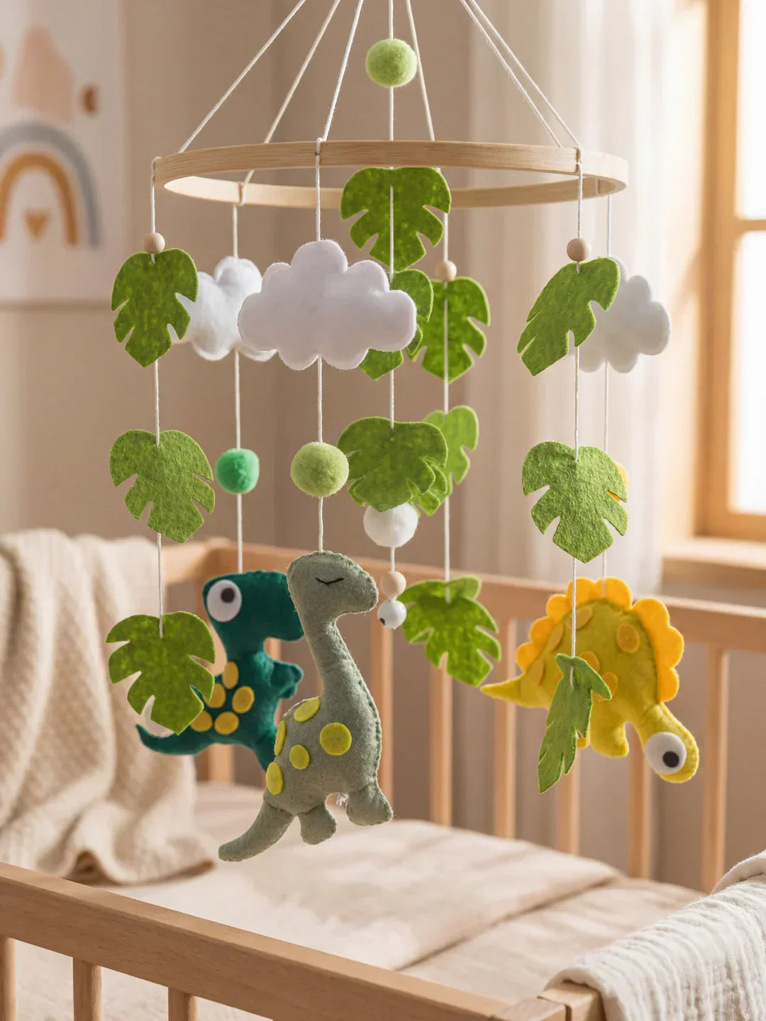 Natural Wood Crib Mobile To Calm Your Baby At Bedtime