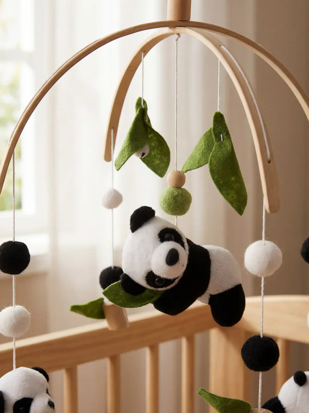 Natural Wood Crib Mobile To Calm Your Baby At Bedtime