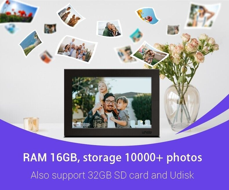 10.1-Inch WiFi Photo Frame With 1080p Touch Display For Families | Fioriscas