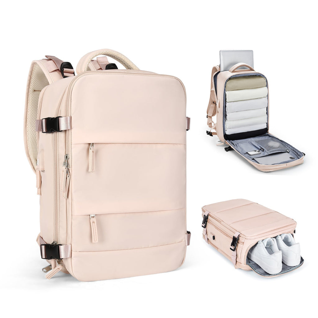 Solara Glide Expandable Travel Backpack, 45L Unisex Carry-On With Laptop Sleeve
