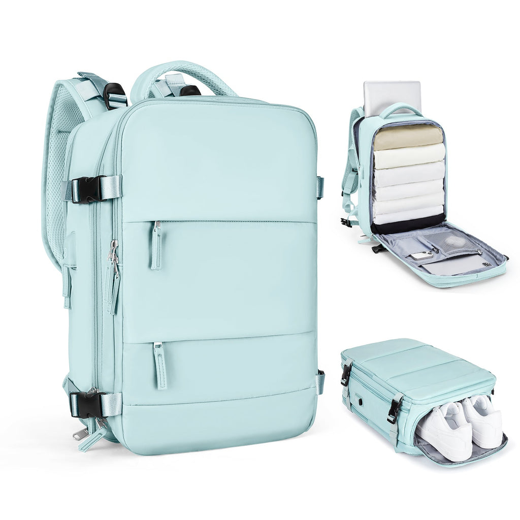 Solara Glide Expandable Travel Backpack, 45L Unisex Carry-On With Laptop Sleeve