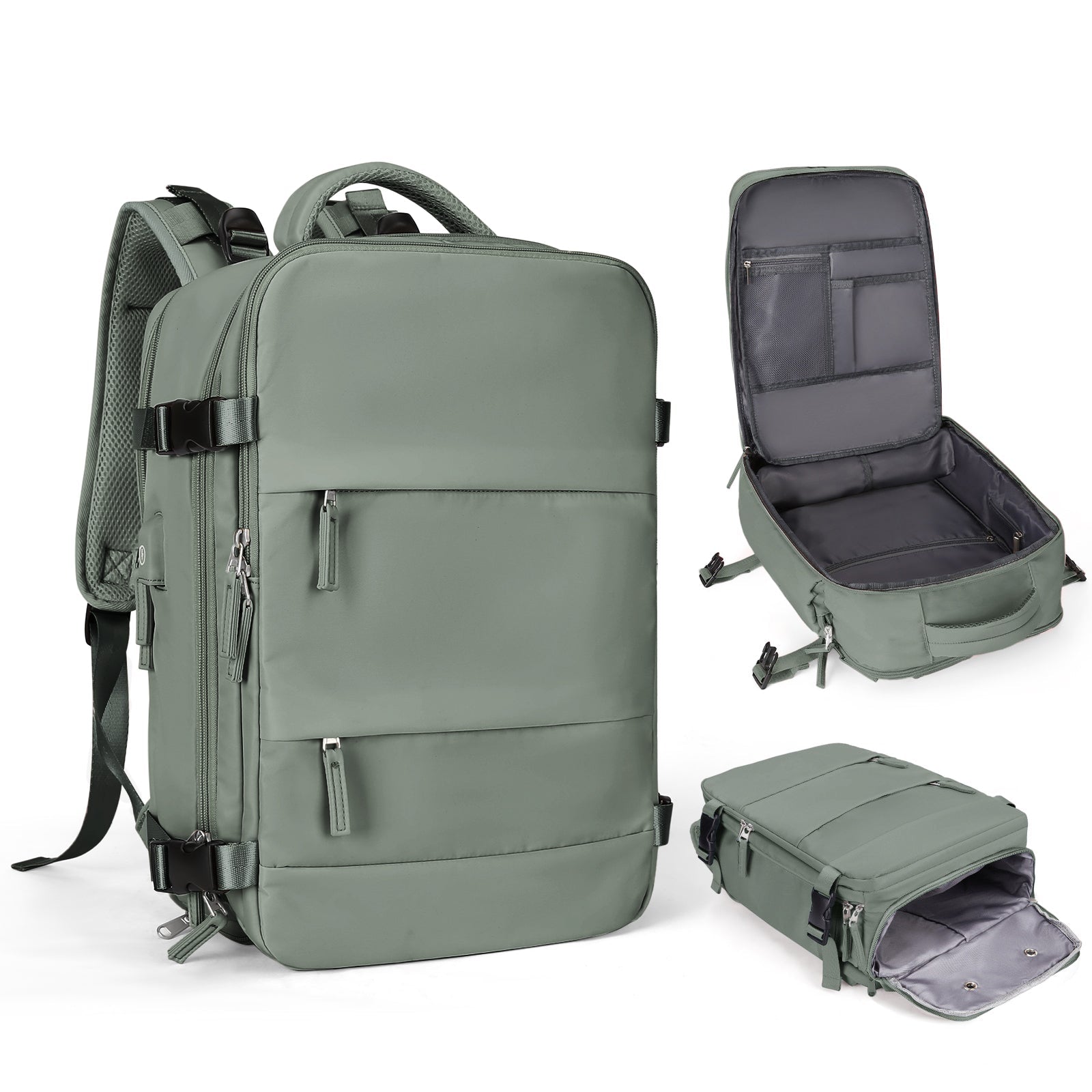 Solara Glide Expandable Travel Backpack, 45L Unisex Carry-On With Laptop Sleeve