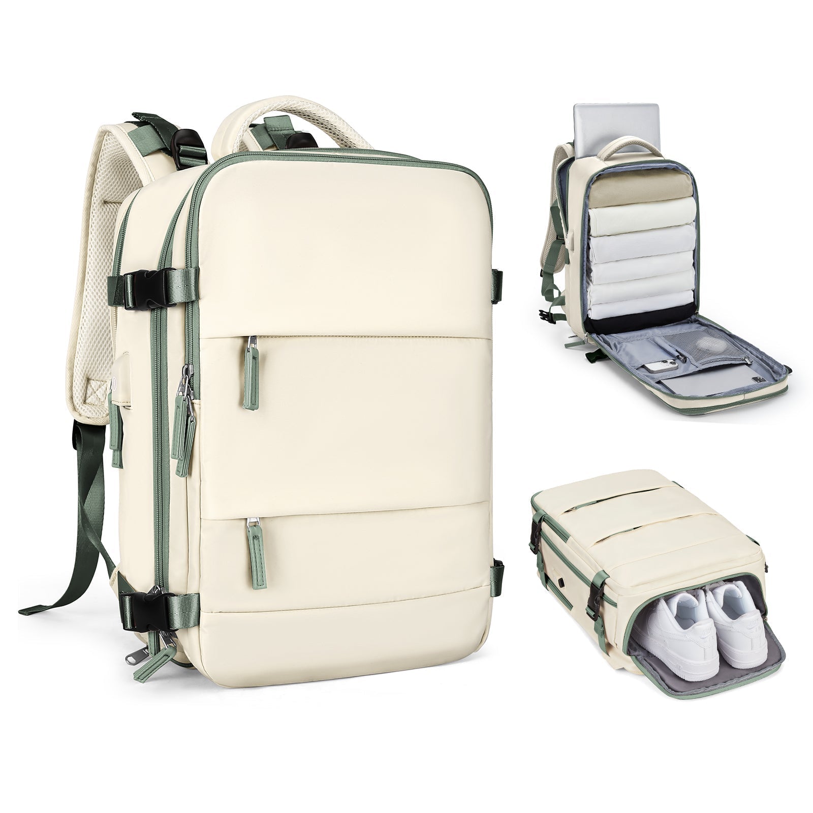 Solara Glide Expandable Travel Backpack, 45L Unisex Carry-On With Laptop Sleeve
