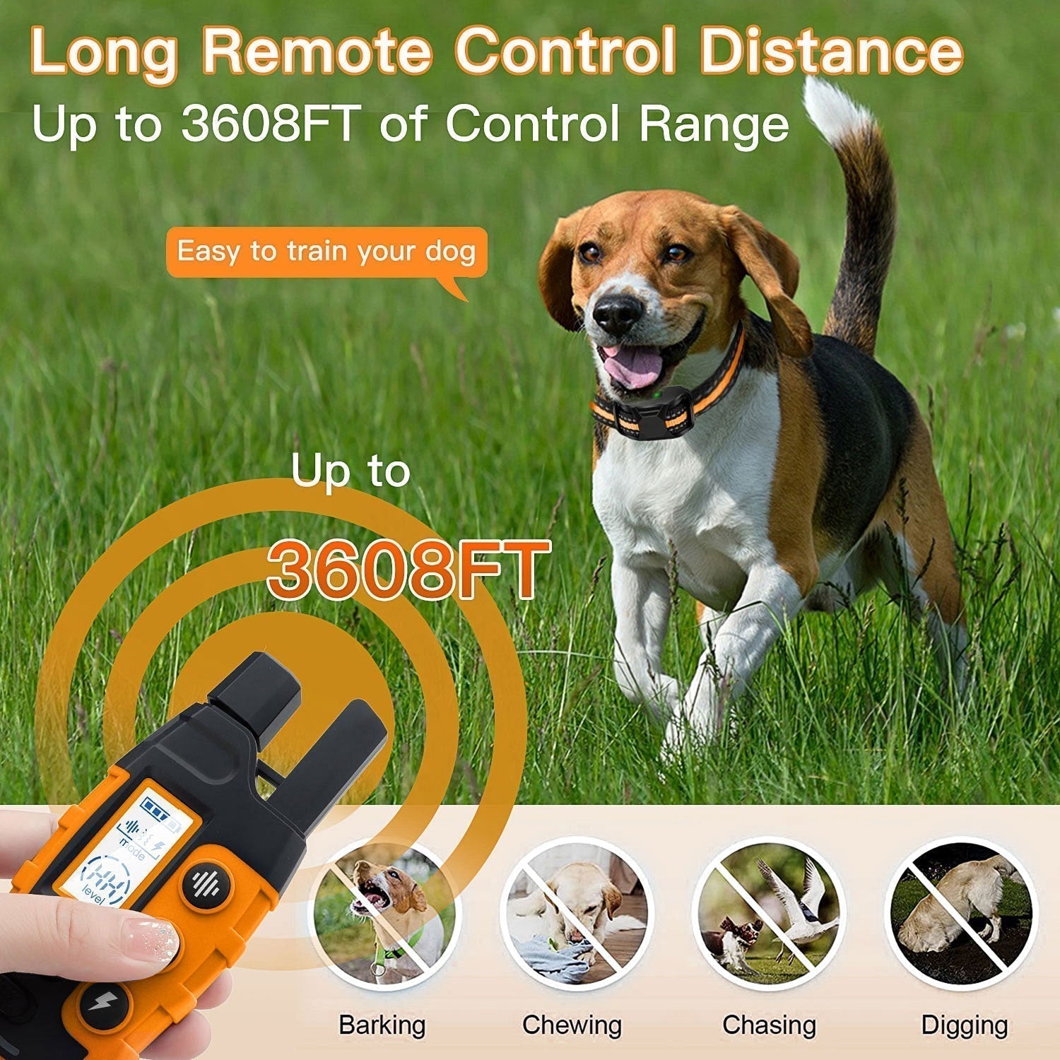 Waterproof Remote Dog Training Collar With Vibration, Beep & Static Modes