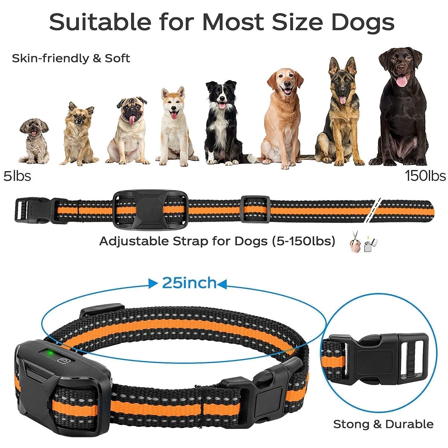 Waterproof Remote Dog Training Collar With Vibration, Beep & Static Modes
