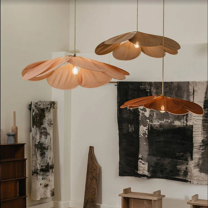 Layered Fabric Pendant Light, Floral Design, Petalume