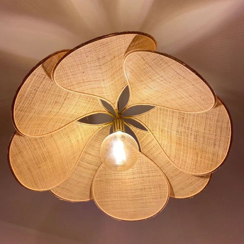 Layered Fabric Pendant Light, Floral Design, Petalume
