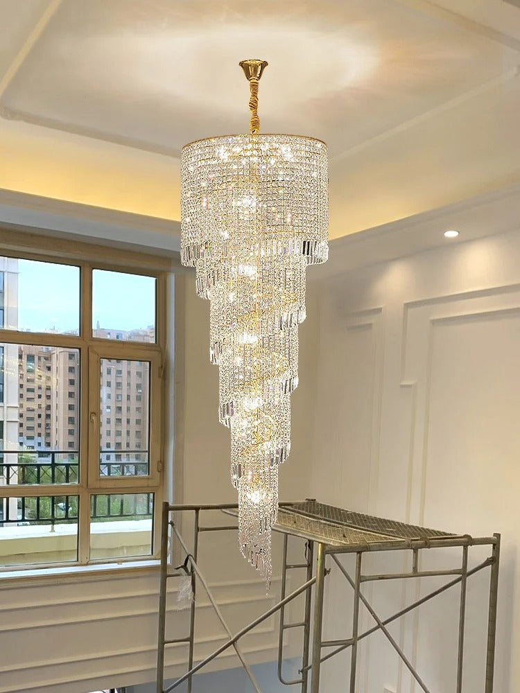 Křišťálový lustr Ardmore Staircase, K9 křišťál, zlatý nebo chromovaný