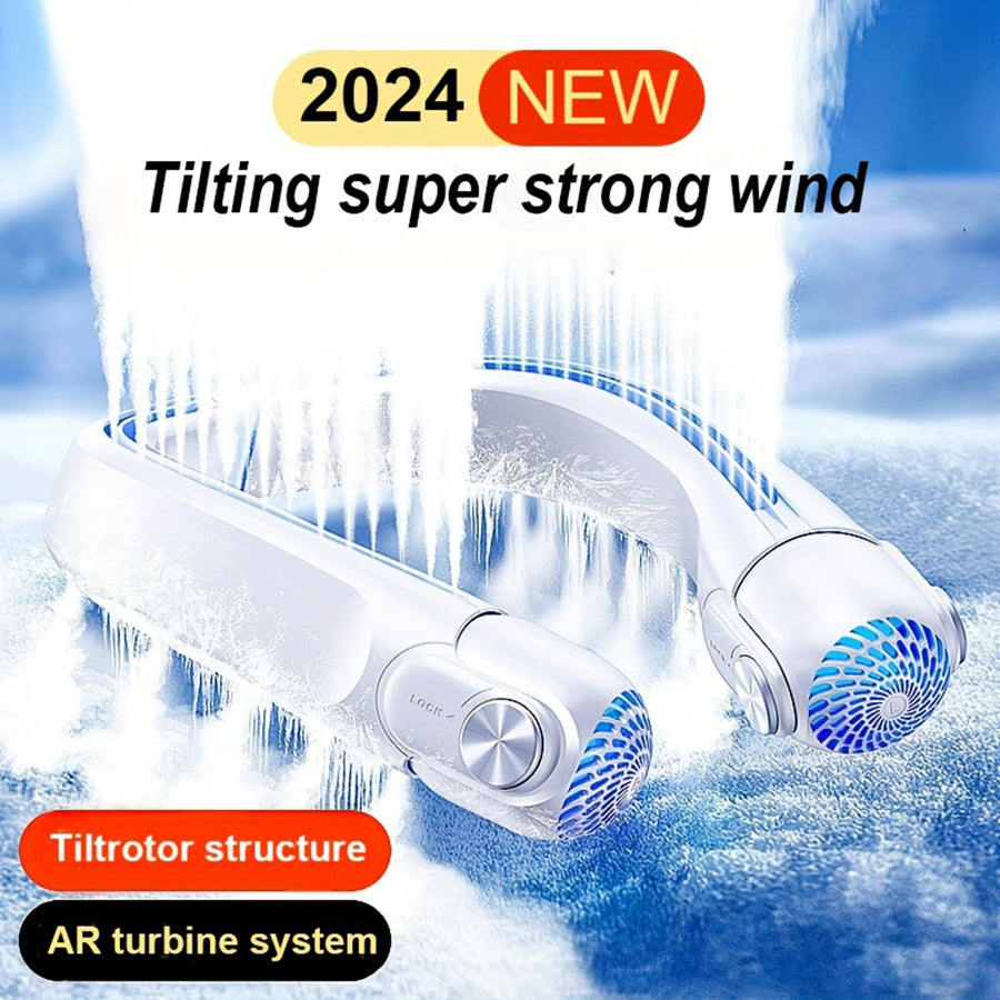 Tragbarer Nackenventilator mit um 45 Grad verstellbarem Luftstrom für draußen | Fioriscas