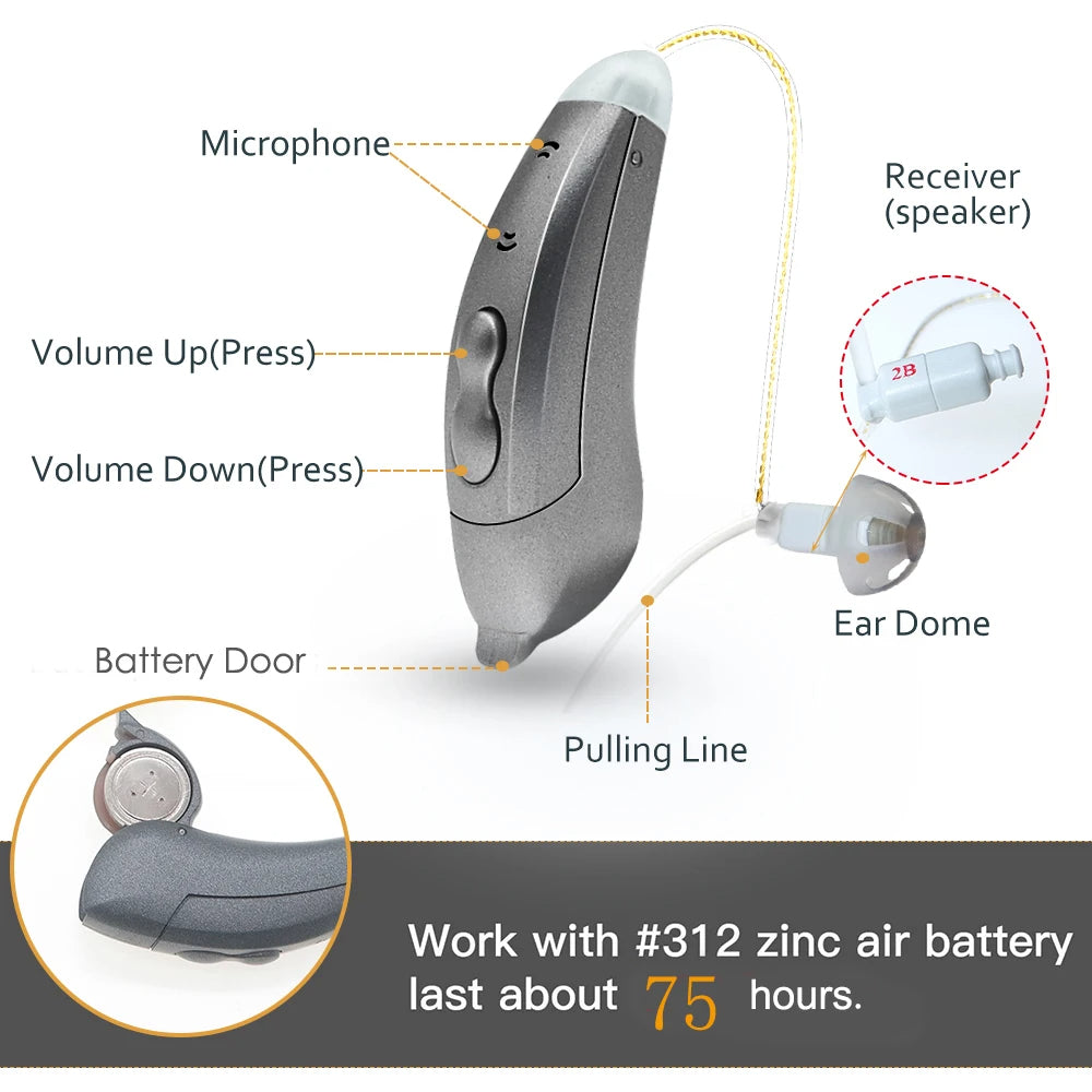 Dispositivo acustico Bluetooth elegante con controllo tramite app per anziani