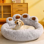 Cozy Cave Dog Bed With Raised Rim, Calming Plush Fur, S–XL