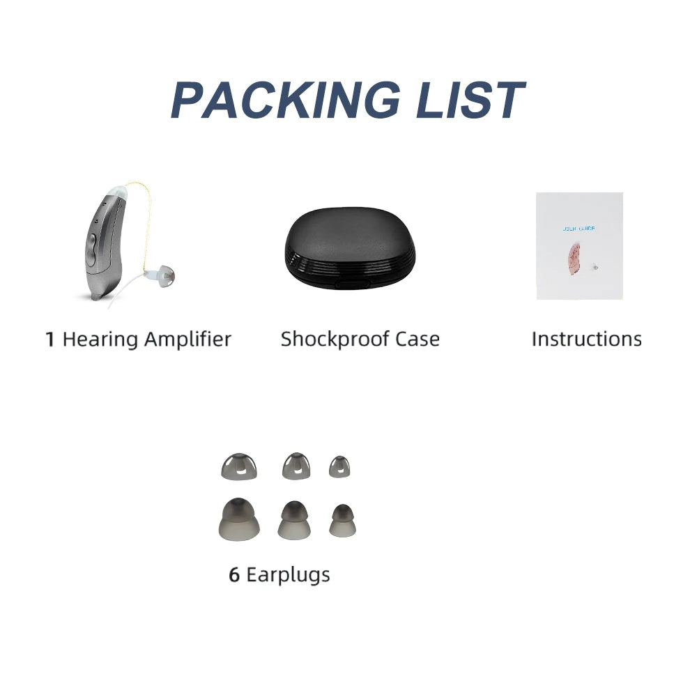 Dispositivo acustico Bluetooth elegante con controllo tramite app per anziani