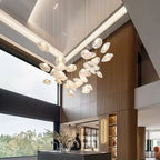 Cascading Glass Chandelier, Aluminum Frame, Adjustable 3000-6000K LED