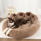 Cozy Cave Dog Bed With Raised Rim, Calming Plush Fur, S–XL