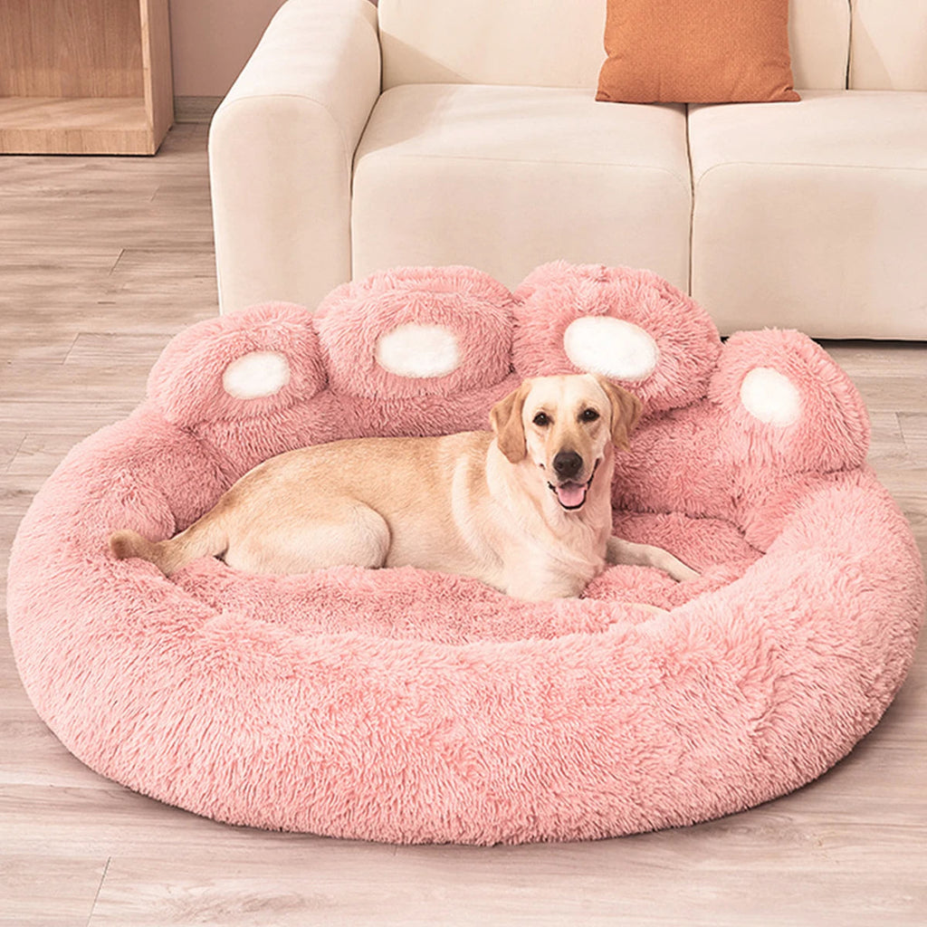 Cozy Cave Dog Bed With Raised Rim, Calming Plush Fur, S–XL