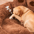 Cozy Cave Dog Bed With Raised Rim, Calming Plush Fur, S–XL