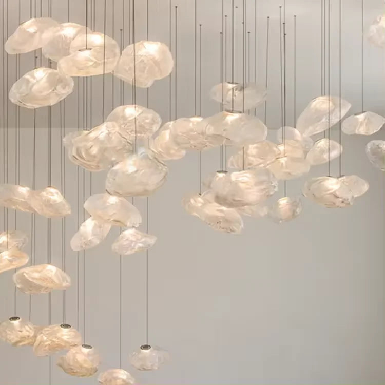 Cascading Glass Chandelier, Aluminum Frame, Adjustable 3000-6000K LED