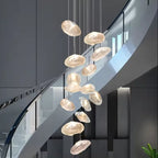 Cascading Glass Chandelier, Aluminum Frame, Adjustable 3000-6000K LED