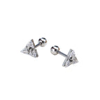 Geometric Triangle Studs, Luminia 925 Silver Earrings For Daily Wear