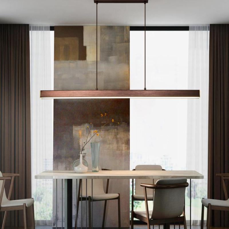 Nexis Linear-Frame LED Pendant Light, Black & Brown Finish