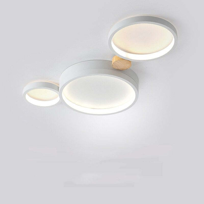 NovaLumen plafondlamp van metaal en hout, 3 tot 7 lampen, wit, grijs of groen