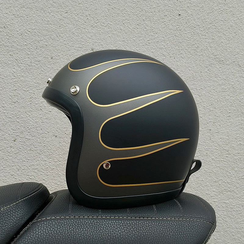 AeroGuard Retro Motorcycle Helmet, DOT & ECE Certified, Fiberglass Shell