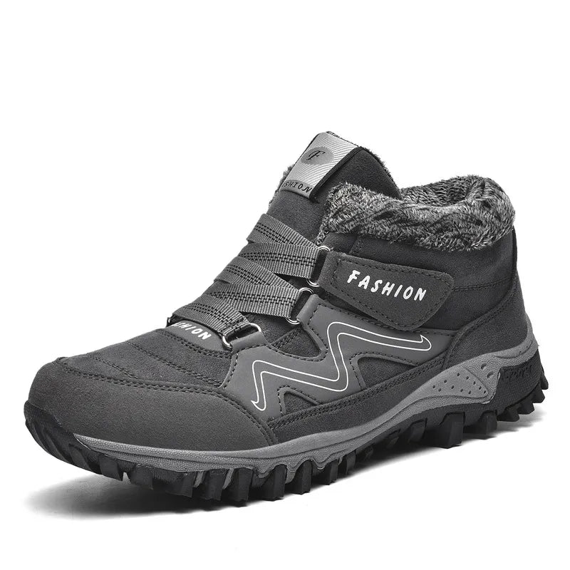 Waterproof Insulated Winter Boots, Unisex Lace-Up Fur Lining