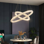 Lustre Art déco Kristy, métal et cristal, 1/2/3 anneaux | Fioriscas