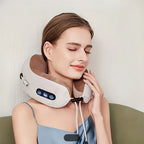 NovaRest U-vormig nekkussen van traagschuim met vibratiemassage, oplaadbaar via USB