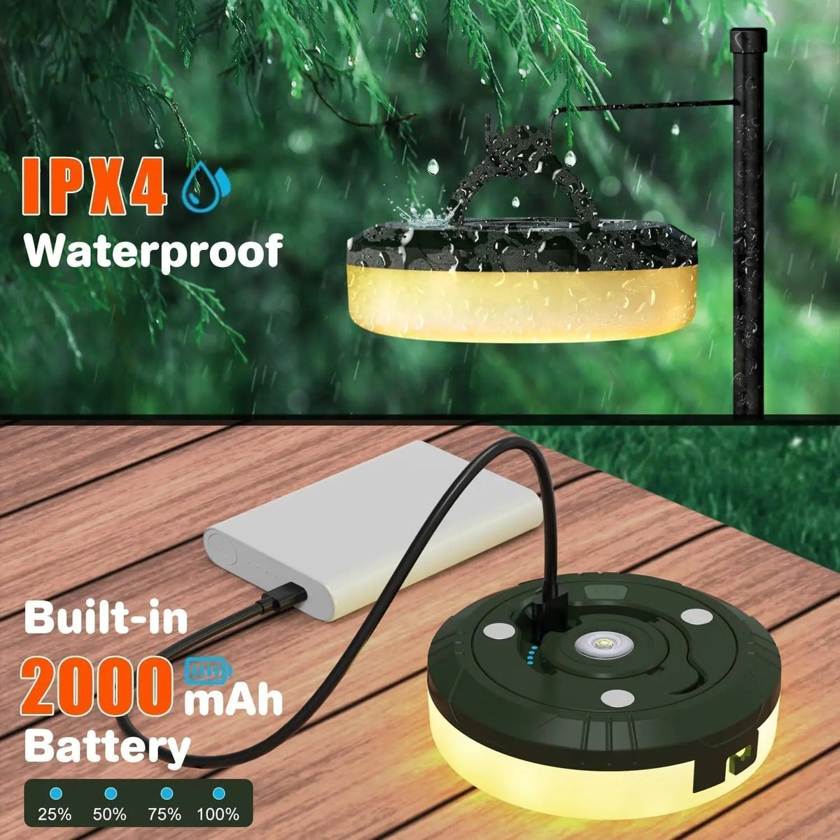 Linterna versátil para camping al aire libre con ocho modos de iluminación | Fioriscas