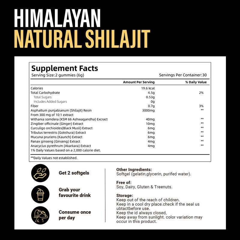 Himalajan shilajit-kumit energiaan, kestävyyteen ja elinvoiman tukemiseen | Fioriscas