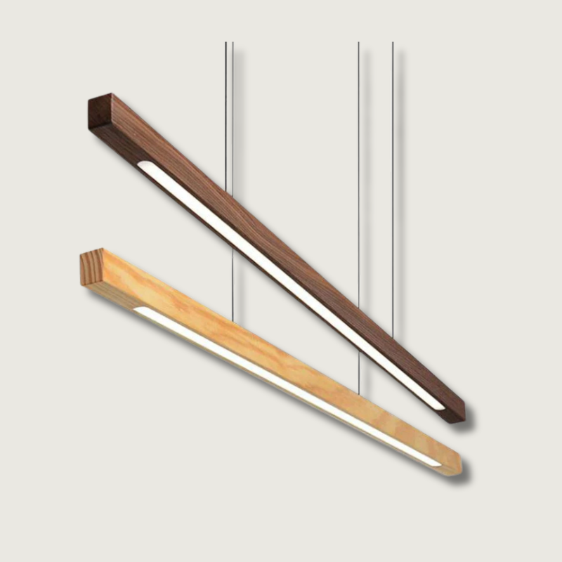 SolaraWood Holz-Pendelleuchte, verstellbare Länge, Kiefer oder Walnuss, integrierte LED