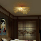Nokari-pendellampe i rattan, boho-inspireret af Japan med varmt lys