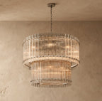 Lumora kétszintes üveg csillár kézzel kapart panelekkel és lágy fénnyel  