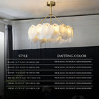 Petalwisp Copper Alabaster Chandelier With Sculptural Panels