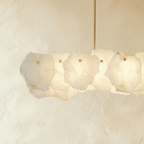 Petalwisp Copper Alabaster Chandelier With Sculptural Panels