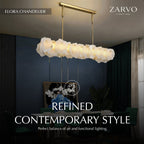 Petalwisp Copper Alabaster Chandelier With Sculptural Panels