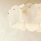 Petalwisp Copper Alabaster Chandelier With Sculptural Panels