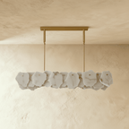 Petalwisp Copper Alabaster Chandelier With Sculptural Panels