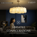 Petalwisp Copper Alabaster Chandelier With Sculptural Panels